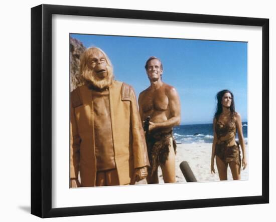 PLANET OF THE APES, 1968 directed by FRANKLYN J. SCHAFFNER Maurice Evans, Charlton Heston and Linda-null-Framed Photo