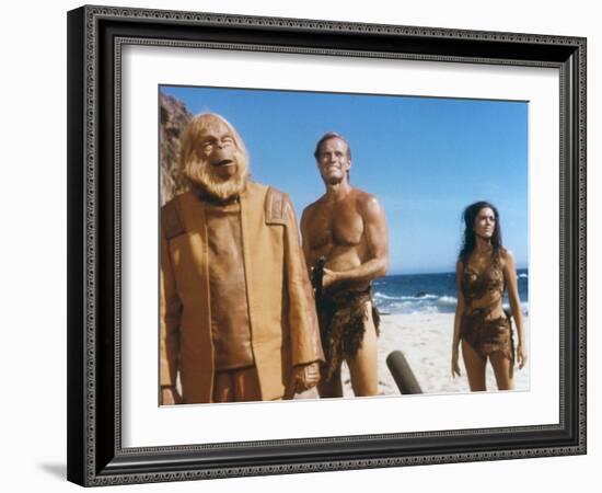 PLANET OF THE APES, 1968 directed by FRANKLYN J. SCHAFFNER Maurice Evans, Charlton Heston and Linda-null-Framed Photo