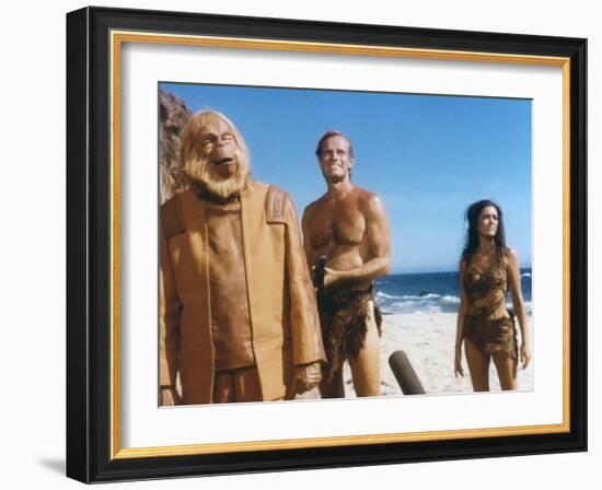 PLANET OF THE APES, 1968 directed by FRANKLYN J. SCHAFFNER Maurice Evans, Charlton Heston and Linda-null-Framed Photo