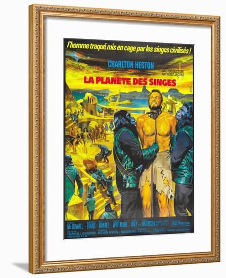 Planet of the Apes, French Movie Poster, 1968-null-Framed Art Print