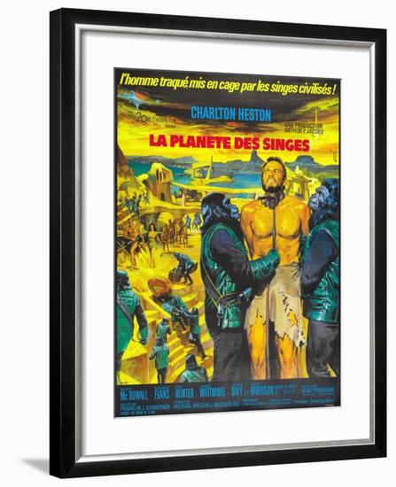 Planet of the Apes, French Movie Poster, 1968-null-Framed Art Print