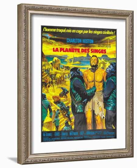 Planet of the Apes, French Movie Poster, 1968-null-Framed Art Print