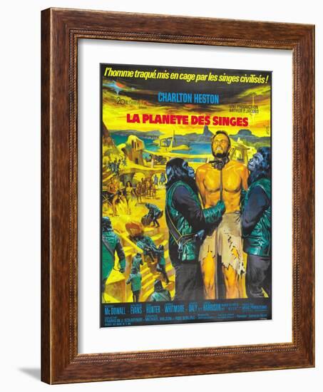 Planet of the Apes, French Movie Poster, 1968-null-Framed Art Print