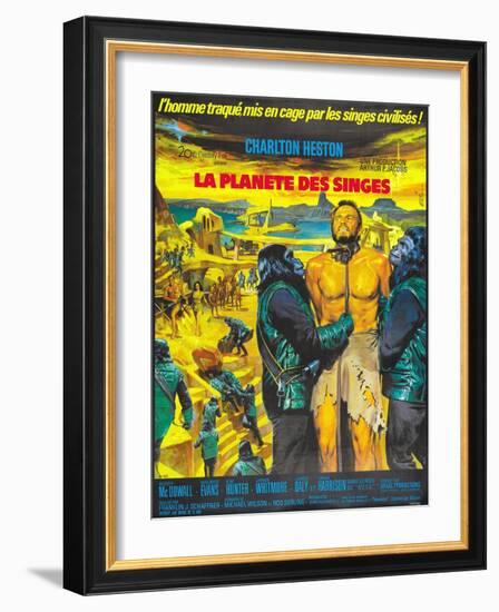 Planet of the Apes, French Movie Poster, 1968-null-Framed Art Print