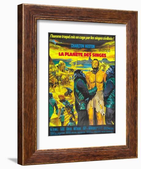 Planet of the Apes, French Movie Poster, 1968-null-Framed Art Print