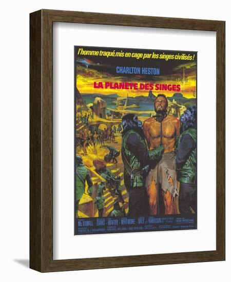 Planet of the Apes, German Movie Poster, 1968-null-Framed Art Print