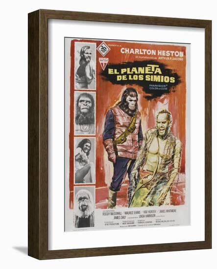 Planet of the Apes, Spanish Movie Poster, 1968-null-Framed Art Print