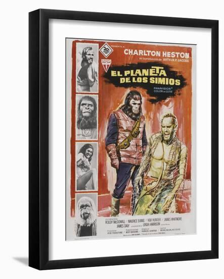 Planet of the Apes, Spanish Movie Poster, 1968-null-Framed Art Print