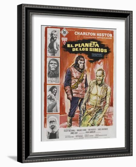 Planet of the Apes, Spanish Movie Poster, 1968-null-Framed Art Print