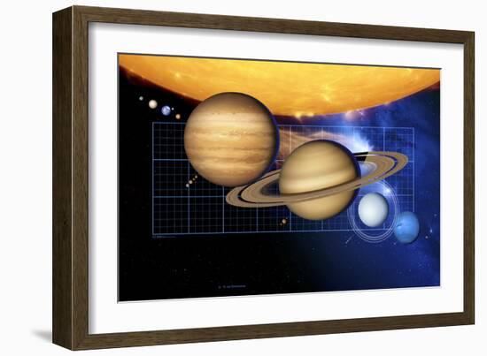 Planets And Sun with Scale-Detlev Van Ravenswaay-Framed Photographic Print