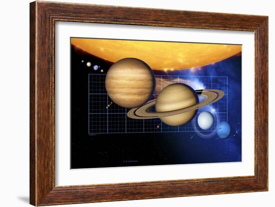 Planets And Sun with Scale-Detlev Van Ravenswaay-Framed Photographic Print