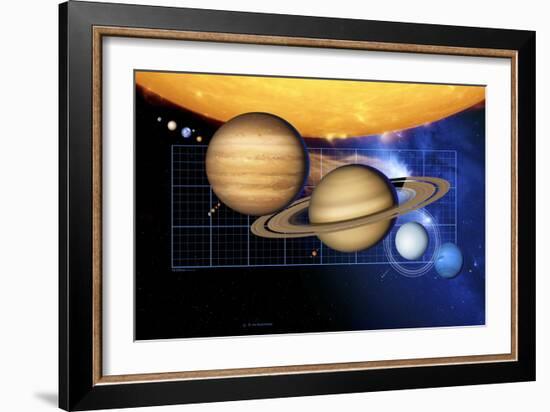 Planets And Sun with Scale-Detlev Van Ravenswaay-Framed Photographic Print