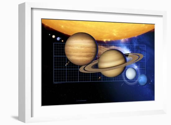 Planets And Sun with Scale-Detlev Van Ravenswaay-Framed Photographic Print