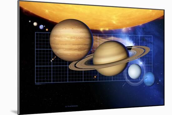 Planets And Sun with Scale-Detlev Van Ravenswaay-Mounted Photographic Print