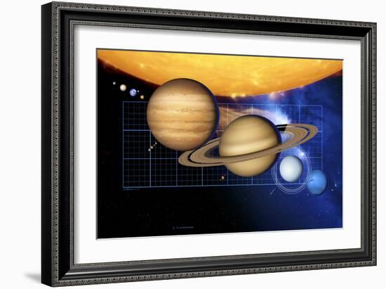 Planets And Sun with Scale-Detlev Van Ravenswaay-Framed Photographic Print