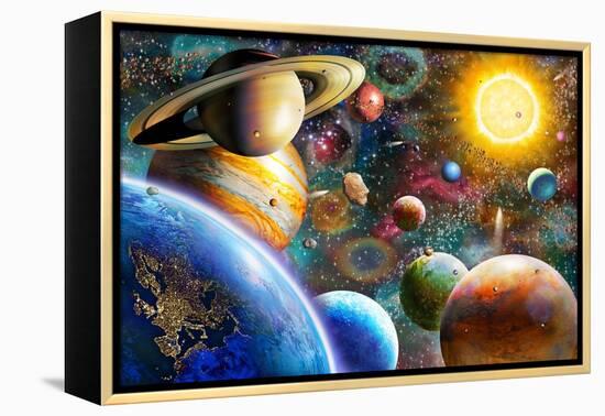 Planets in Space-Adrian Chesterman-Framed Stretched Canvas