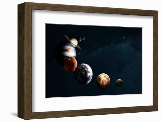 Planets of the Solar System against Milky Way. Science Fiction Art. Elements of this Image Furnishe-forplayday-Framed Photographic Print