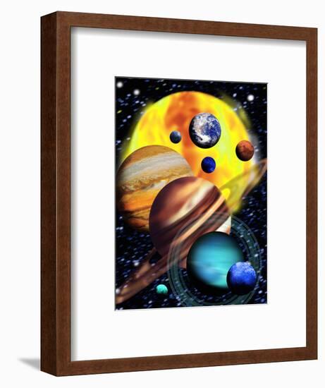 Planets & Their Relative Sizes-Victor Habbick-Framed Premium Photographic Print