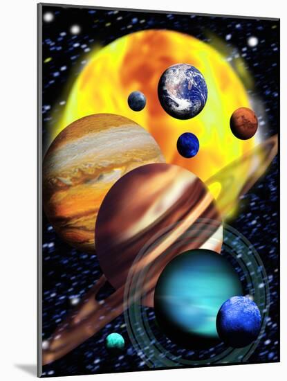 Planets & Their Relative Sizes-Victor Habbick-Mounted Photographic Print