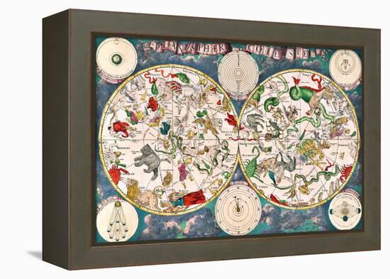 Planisphere Coeleste, Star Map, 1680-Science Source-Framed Premier Image Canvas