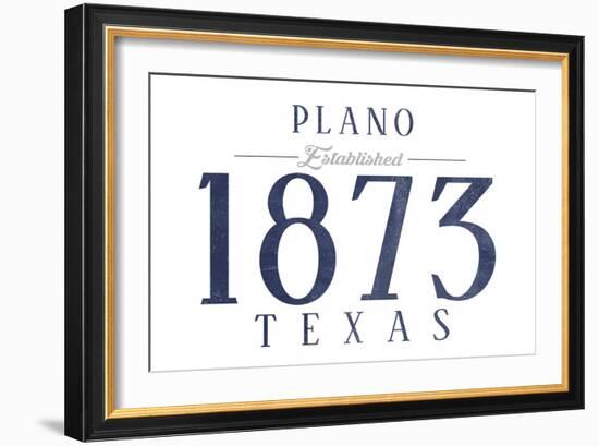 Plano, Texas - Established Date (Blue)-Lantern Press-Framed Art Print