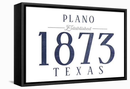 Plano, Texas - Established Date (Blue)-Lantern Press-Framed Stretched Canvas