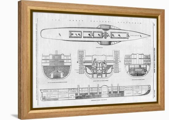 Plans and Cross-Sections of Brunel's Steamship the Great Eastern-null-Framed Stretched Canvas