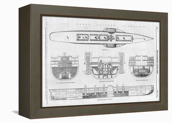 Plans and Cross-Sections of Brunel's Steamship the Great Eastern-null-Framed Stretched Canvas