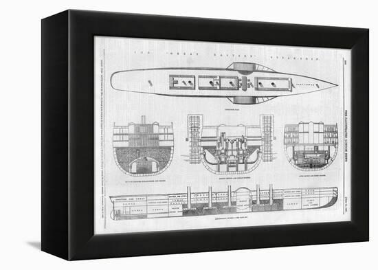 Plans and Cross-Sections of Brunel's Steamship the Great Eastern-null-Framed Stretched Canvas