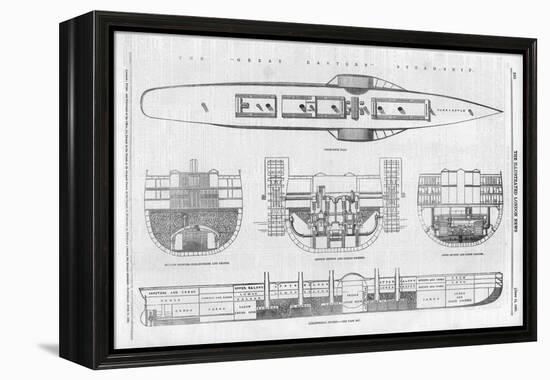 Plans and Cross-Sections of Brunel's Steamship the Great Eastern-null-Framed Stretched Canvas