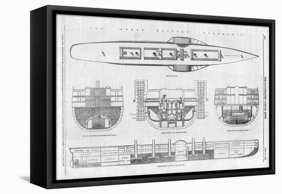 Plans and Cross-Sections of Brunel's Steamship the Great Eastern-null-Framed Stretched Canvas