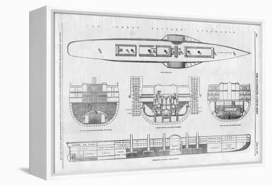 Plans and Cross-Sections of Brunel's Steamship the Great Eastern-null-Framed Stretched Canvas