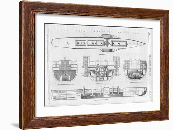 Plans and Cross-Sections of Brunel's Steamship the Great Eastern-null-Framed Art Print