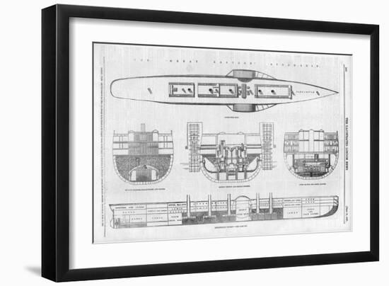 Plans and Cross-Sections of Brunel's Steamship the Great Eastern-null-Framed Art Print