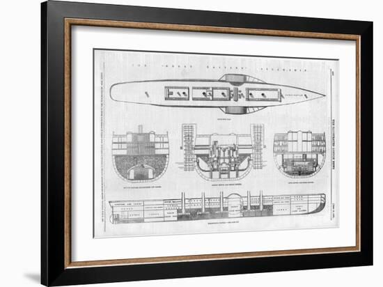 Plans and Cross-Sections of Brunel's Steamship the Great Eastern-null-Framed Art Print
