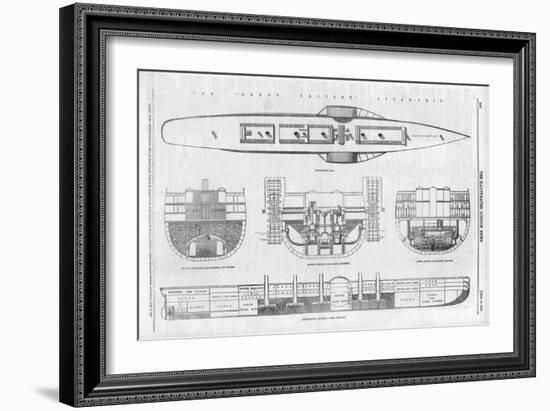 Plans and Cross-Sections of Brunel's Steamship the Great Eastern-null-Framed Art Print