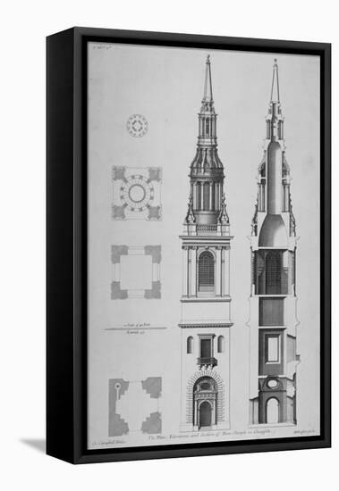 Plans, Elevations and Section of the Church of St Mary-Le-Bow, Cheapside, City of London, 1725-Christopher Wren-Framed Premier Image Canvas