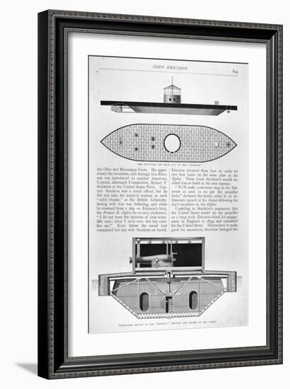 Plans of the Ironclad USS Monitor Designed by John Ericsson-null-Framed Giclee Print