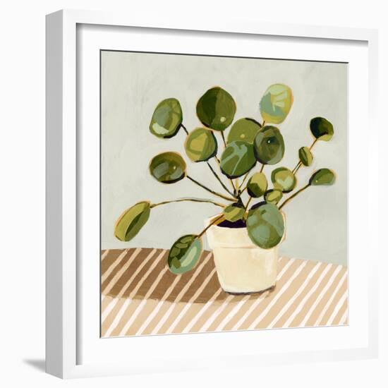 Plant on Stripes I-Victoria Barnes-Framed Premium Giclee Print