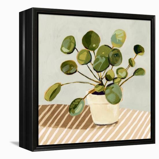 Plant on Stripes I-Victoria Barnes-Framed Stretched Canvas