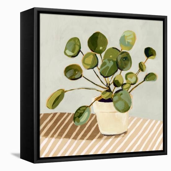 Plant on Stripes I-Victoria Barnes-Framed Stretched Canvas