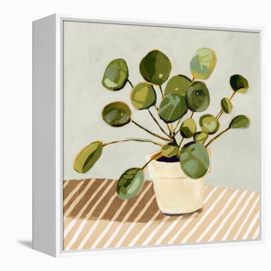 Plant on Stripes I-Victoria Barnes-Framed Stretched Canvas