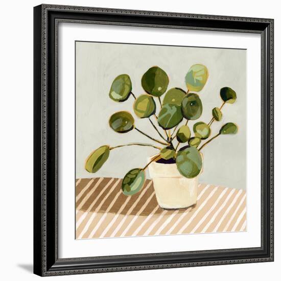 Plant on Stripes I-Victoria Barnes-Framed Art Print