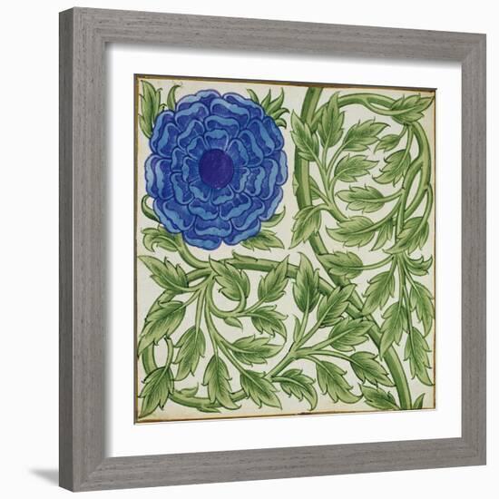 Plant with a Blue Flower (W/C on Paper)-William De Morgan-Framed Giclee Print