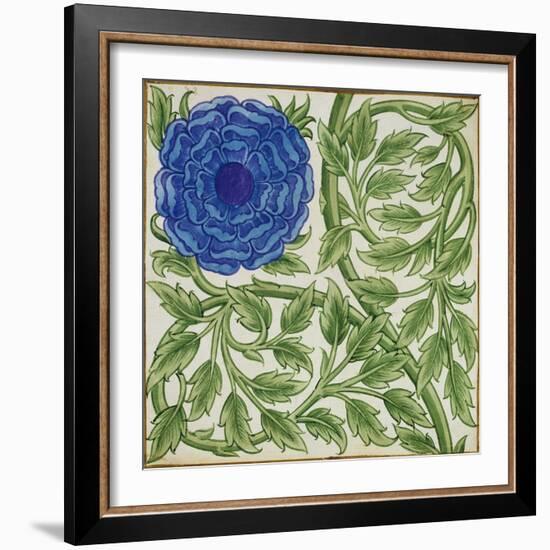 Plant with a Blue Flower (W/C on Paper)-William De Morgan-Framed Giclee Print