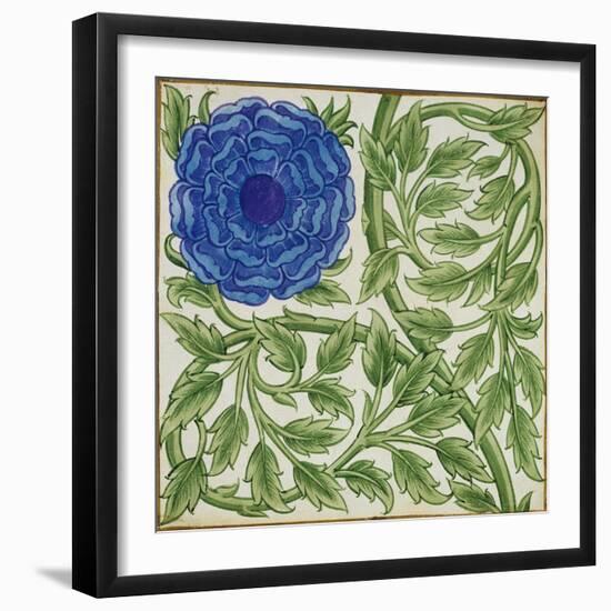 Plant with a Blue Flower (W/C on Paper)-William De Morgan-Framed Giclee Print