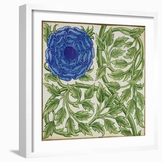 Plant with a Blue Flower (W/C on Paper)-William De Morgan-Framed Giclee Print