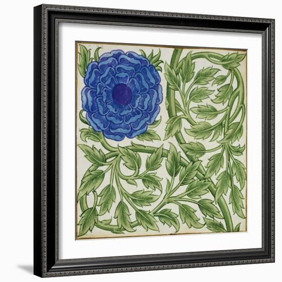 Plant with a Blue Flower (W/C on Paper)-William De Morgan-Framed Giclee Print