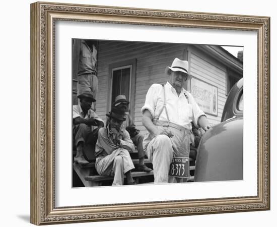 Plantation overseer and his field hands, Mississippi, 1936-Dorothea Lange-Framed Photographic Print