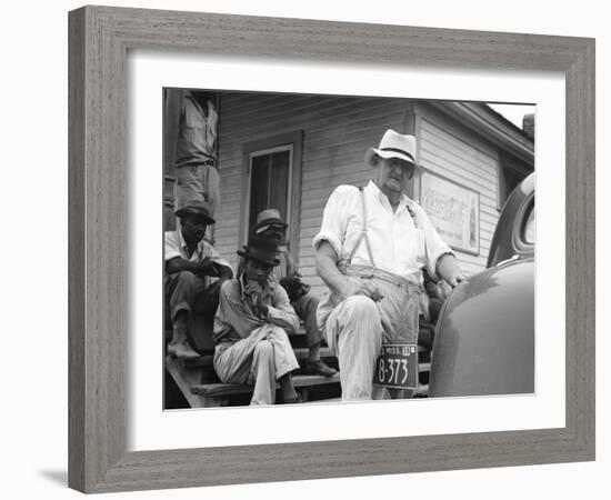 Plantation overseer and his field hands, Mississippi, 1936-Dorothea Lange-Framed Photographic Print